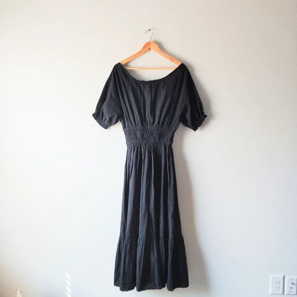 And Now This 100% Cotton Black Midi Dress - Picture 2 of 6